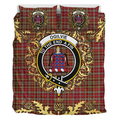 Ogilvie (Ogilvy) 03 Tartan Crest Bedding Set - Golden Thistle Style