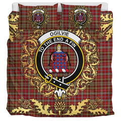 Ogilvie (Ogilvy) 03 Tartan Crest Bedding Set - Golden Thistle Style