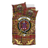 Ogilvie (Ogilvy) of Strathallan Tartan Crest Bedding Set - Golden Thistle Style