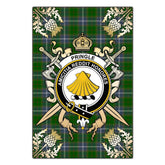 Pringle Tartan Crest Black Garden Flag - Gold Thistle Style