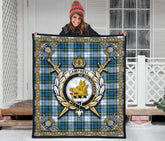Campbell Dress Ancient Tartan Crest Premium Quilt - Celtic Thistle Style