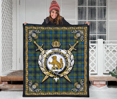 Gillies Ancient Tartan Crest Premium Quilt - Celtic Thistle Style