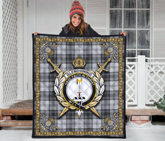 Glendinning Tartan Crest Premium Quilt - Celtic Thistle Style