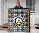 Scott Black & White Modern Tartan Crest Premium Quilt - Celtic Thistle Style