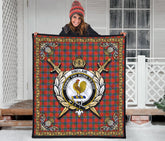 Sinclair Ancient Tartan Crest Premium Quilt - Celtic Thistle Style