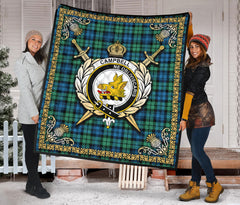 Campbell Ancient 01 Tartan Crest Premium Quilt - Celtic Thistle Style