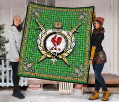 Currie or Curry Tartan Crest Premium Quilt - Celtic Thistle Style