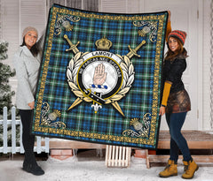 Lamont Ancient Tartan Crest Premium Quilt - Celtic Thistle Style