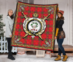 Ross Modern Tartan Crest Premium Quilt - Celtic Thistle Style