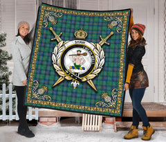 Shaw (of Sauchie) Tartan Crest Premium Quilt - Celtic Thistle Style