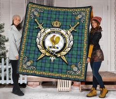 Sinclair Hunting Ancient Tartan Crest Premium Quilt - Celtic Thistle Style
