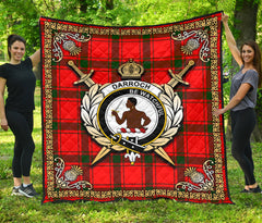Darroch (Gourock) Tartan Crest Premium Quilt - Celtic Thistle Style