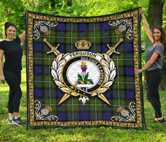 Ferguson Tartan Crest Premium Quilt - Celtic Thistle Style