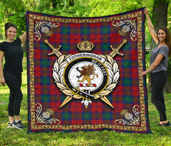 Fotheringham Tartan Crest Premium Quilt - Celtic Thistle Style