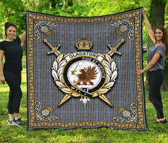 Gladstone Tartan Crest Premium Quilt - Celtic Thistle Style