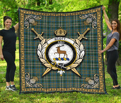 Scott Green Ancient Tartan Crest Premium Quilt - Celtic Thistle Style