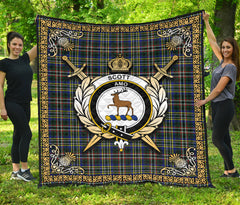 Scott Green Modern Tartan Crest Premium Quilt - Celtic Thistle Style