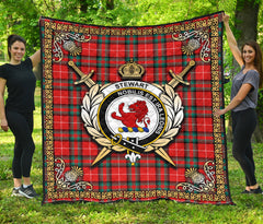Stewart (Stuart) of Bute Tartan Crest Premium Quilt - Celtic Thistle Style