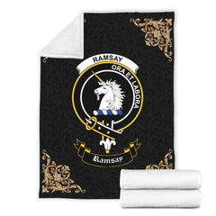 Ramsay Crest Tartan Premium Blanket Black