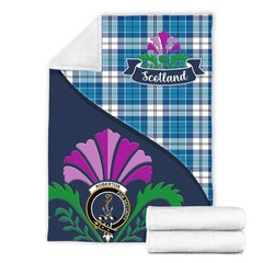Roberton Tartan Crest Premium Blanket - Thistle Style