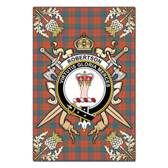 Robertson Ancient Tartan Crest Black Garden Flag - Gold Thistle Style