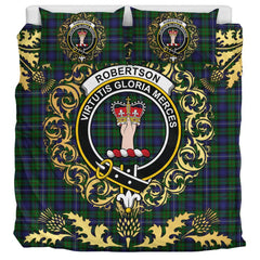 Robertson Hunting 01 Tartan Crest Bedding Set - Golden Thistle Style