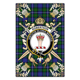 Robertson Hunting Modern Tartan Crest Black Garden Flag - Gold Thistle Style