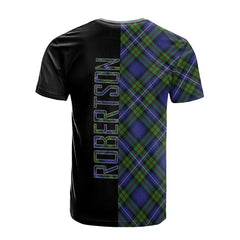 Robertson Hunting Modern Tartan T-Shirt Half of Me - Cross Style