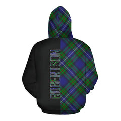 Robertson Hunting Modern Tartan Hoodie Half of Me - Cross Style