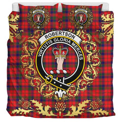Robertson Modern Tartan Crest Bedding Set - Golden Thistle Style