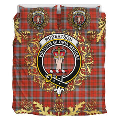 Robertson Weathered Tartan Crest Bedding Set - Golden Thistle Style