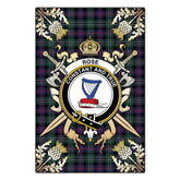 Rose Hunting Modern Tartan Crest Black Garden Flag - Gold Thistle Style