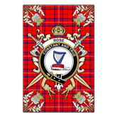 Rose Modern Tartan Crest Black Garden Flag - Gold Thistle Style