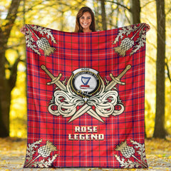 Rose Modern Tartan Gold Courage Symbol Blanket