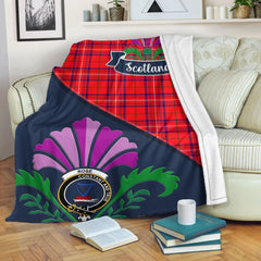 Rose Tartan Crest Premium Blanket - Thistle Style