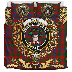 Ross 01 Tartan Crest Bedding Set - Golden Thistle Style