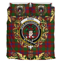 Ross 06 Tartan Crest Bedding Set - Golden Thistle Style