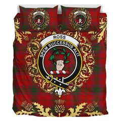 Ross 07 Tartan Crest Bedding Set - Golden Thistle Style