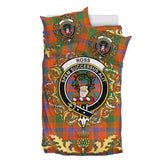 Ross Ancient Tartan Crest Bedding Set - Golden Thistle Style