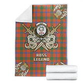 Ross Ancient Tartan Gold Courage Symbol Blanket