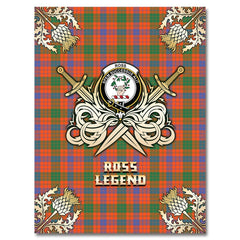 Ross Ancient Tartan Gold Courage Symbol Blanket