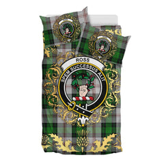 Ross Arisaid Tartan Crest Bedding Set - Golden Thistle Style
