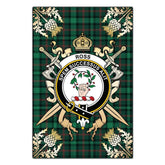 Ross Hunting Modern Tartan Crest Black Garden Flag - Gold Thistle Style