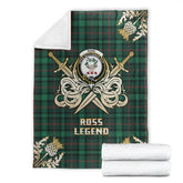 Ross Hunting Modern Tartan Gold Courage Symbol Blanket