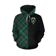 Ross Hunting Modern Tartan Hoodie Half of Me - Cross Style