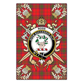 Ross Modern Tartan Crest Black Garden Flag - Gold Thistle Style