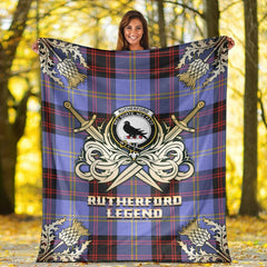 Rutherford Tartan Gold Courage Symbol Blanket