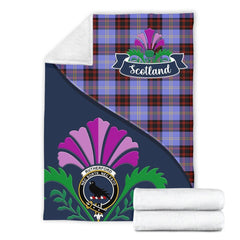 Rutherford Tartan Crest Premium Blanket - Thistle Style
