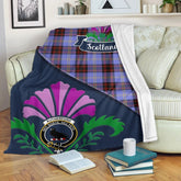 Rutherford Tartan Crest Premium Blanket - Thistle Style