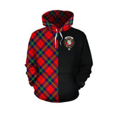 Ruthven Modern Tartan Hoodie Half of Me - Cross Style